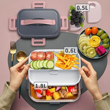 Load image into Gallery viewer, Electric Heated Lunch Box 100W - 3-IN-1 1.8L Fast Self Heating Lunch Boxes Portable for Adults,12V/24V/110V with Leak-Proof Compartment Lid for Car Truck Office Home (3 Times Faster)
