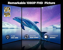 Load image into Gallery viewer, [Auto Focus/Keystone] DBPOWER Projector 4K with 5G WiFi and Two-Way Bluetooth, 600ANSI FHD Native 1080P Outdoor Movie Projector with 4P4D/PPT/Zoom, Mini Home Projector Compatible w TV Stick (White)
