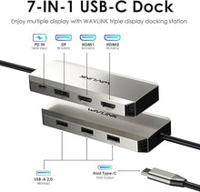 Load image into Gallery viewer, USB C Docking Station, WAVLINK Triple Display Docking Station with 100W Power Delivery, Triple 4K@60Hz Ultra HD Display, Dual HDMI, DP, 3 USB Ports for Dell/HP/Lenovo, Windows Systerm Computer Only
