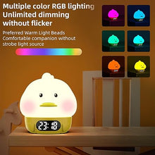 Load image into Gallery viewer, RUISHINE Alarm Clock Lights for Kids-Duck Night Lights,Temperature Display,RGB Color Changing, Wake up Timer, Rechargelable Touch Lamp for Breastfeeding,Silicone Baby Nursery Nightlight Duck
