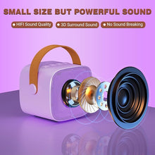 Load image into Gallery viewer, Karaoke Machine for Kids,Portable Bluetooth Speaker with Wireless Microphone, Gifts Toys for Girls 4, 5, 6, 7, 8, 9, 10 +Year Old Birthday Family Home Party(Purple)
