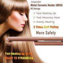 Load image into Gallery viewer, NITION Ceramic Tourmaline Hair Straighteners LCD Flat Iron MCH Fast Heating Up. Healthy Home Straightening Styling Tools with Travel Pouch Bag. 265-450°F Adjustable. 1&quot; Smooth 3D Plate. Dual Voltage
