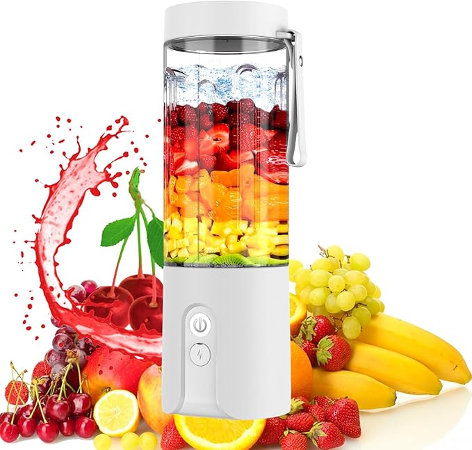 Portable Blender, 20 Oz Personal Size Blender for Shakes and Smoothies,USB-C Rechargeable & Self Cleaning - Quiet Mini Travel Blender with Stainless Steel Blade