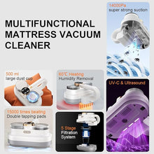 Load image into Gallery viewer, Mattress Vacuum Cleaner Bed Vacuum with 253.7nm UV-C Light, 14Kpa Suciton &amp; Ultrasonic &amp; Two Tapping Pads, Powerful Anti-Allergen Vacuum Cleaner for Deep Cleaning, Corded, NR004
