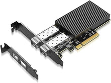 Load image into Gallery viewer, 10Gb Ethernet Card with 82599ES (X520-DA2) Controller, GiGaPlus 10GB PCI-E Network Card Adapter, Dual LAN SFP+ Ports, Supports Windows/Windows Server/VMware Functions for 10Gbe Networking NAS
