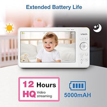 Load image into Gallery viewer, VTech Advanced HQ Max Twin 7" Digital Video 2-Cameras Baby Monitor with Pan Tilt Zoom, Long Battery Life 5000mAh, IPS Screen, Adaptive Multi-Color Night Light, 2-Way Talk, HQ Display, No WiFi, White
