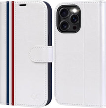 Load image into Gallery viewer, OCASE Compatible with iPhone 16 Pro Wallet Case, PU Leather Flip Folio Case with Card Holders RFID Blocking Kickstand [Shockproof TPU Inner Shell] Phone Cover 6.3 Inch 2024, Spliced White
