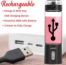 Load image into Gallery viewer, BRENTWOOD RJB-100BK Portable Battery-Operated USB-Chargeable Glass Blender, 17 oz, Black
