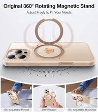 Load image into Gallery viewer, TORRAS 360°Rotatable Magnetic for iPhone 16 Pro Case 6.3 inch, Fit for MagSafe 16 Pro Phone Case, 16FT Military Grade Shockproof, Flush Stand Ring, Translucent Slim Ostand, Desert Titanium Gold
