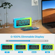 Load image into Gallery viewer, Kids Alarm Clock with Lights, 8 RGB Night Lights with Sleep Aid, Conspicuous Colorful LED Numbers, Slider Dimmer, Snooze, 12/24H, Simple to Operate, Basic Bedside Digital Clock for Kids Elderly
