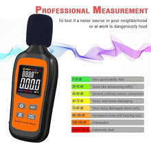 Load image into Gallery viewer, Decibel Meter,Digital Sound Level Meter Portable SPL Meter,35dB to 135dB Temperature Function,Noise Meter with A-Weighted [MAX/MIN Fast/Slow Data Hold], Use for Home, Noisy Neighbor, Factory
