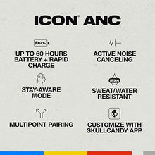 Load image into Gallery viewer, Skullcandy Icon ANC On-Ear Active Noise Cancelling Wireless Bluetooth Headphones, 60 Hr Battery, Microphone, Works with iPhone Android - Bone
