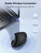 Load image into Gallery viewer, TECKNET Ergonomic Mouse, Rechargeable Vertical Ergo Mouse Wireless, Silent 2.4GHz 6 Buttons Optical Carpal Tunnel Mouse, 5 Adjustment Levels, Up to 4800DPI Wireless Mouse for Laptop, Desktop, PC
