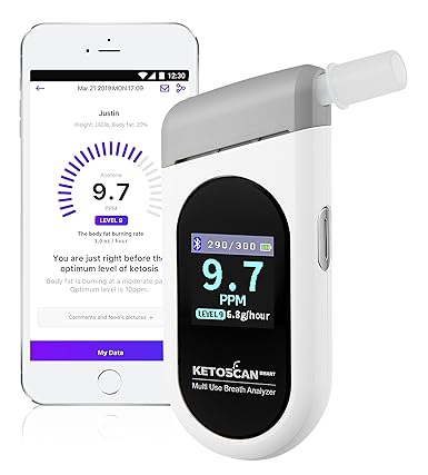 [HSA/FSA eligible]KETOSCAN SMART Breath Ketone Meter, Diet & Fitness Tracker | Monitor Your Fat Metabolism, Level of Ketosis on Low carb, Ketogenic or Any Nutrition & Fitness Program