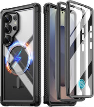 Load image into Gallery viewer, Poetic Guardian Case for Galaxy S25 Ultra 5G 6.9 inch, [20FT Mil-Grade Drop Tested] Built-in Screen Protector [Work with Fingerprint ID] Full Body Shockproof Rugged Clear Case, MagPro Black/Clear
