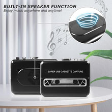 Load image into Gallery viewer, Portable Auto Reverse Cassette Player,Clear Stereo Cassette Tape Player With Big Speaker?Earphone,Cassette Tape to MP3 Converter,Powered by USB Power Cord or AA Battery Black
