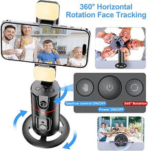 Load image into Gallery viewer, GREEN HOUSE Auto Face Tracking Phone Holder, Selfie Gimbal with Rechargeable &amp; Detachable LED Fill Light &amp; Detachable Controller
