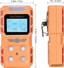 Load image into Gallery viewer, Portable 4 Gas Detector, Air Quality Gas Meter Monitor with Large Digital LCD Display, Rechargeable Battery Operated Gas Test Analyzer with Voice Light and Vibration Alarm mode (Orange)
