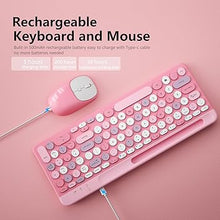 Load image into Gallery viewer, Bluetooth Keyboard and Mouse Wireless,Multi-Device Rechargeable Keyboard and Mouse Combo with Phone Holder (Bluetooth 5.0+3.0+2.4GHz) Quiet Ergonomic Compatible with Mac/Windows/iOS/Android (pink)
