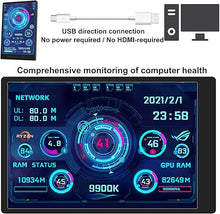 Load image into Gallery viewer, WOWNOVA PC Temperature Display Computer Temp Monitor, PC Sensor Panel Display, for PC Computer Accessories in Side Prebuilt Gaming PC Parts ARGB Case, IPS USB Mini Screen PC CPU RAM HDD Data Monitor
