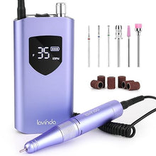 Load image into Gallery viewer, Lavinda Electric Nail Drill Machine, Professional 35000RPM Nail File Cordless Rechargeable Nail Efile for Acrylic Gel Nails, Manicure Pedicure Polishing Shape Tools for Salon Home Use-Purple
