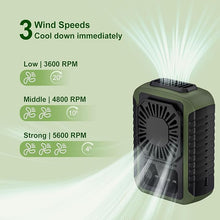 Load image into Gallery viewer, Portable Waist Fan,6000mAh Rechargeable ?aist Fan,3 Speeds Strong Cooling Under Shirt Fan,USB Charging Personal Fan 20H Working,Belt Neck Handheld Fan for Hiking Camping,Green
