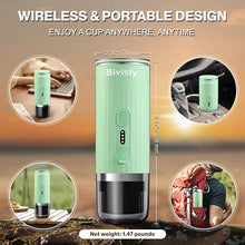 Load image into Gallery viewer, Portable Espresso Maker, Wireless Self-heating, Mini Coffee Maker, 80ml Water Tank, Ground Coffee Compatible with Nespresso &amp; Dolce Gusto for Travel, Camping, Hiking, Office (Green)
