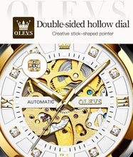 Load image into Gallery viewer, OLEVS Men’s Gold Skeleton Watch Automatic Mechanical self Winding Luxury Dress Stainless Steel Waterproof Luminous Wrist Watches
