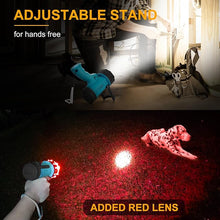 Load image into Gallery viewer, YIERBLUE Rechargeable Spotlight Flashlight IP67 Waterproof with 200000 Lumen LED, 24 Hours Long Running Spot Light, Impact Resistant Handheld Spotlight with Foldable Stand and Detachable Red Lens
