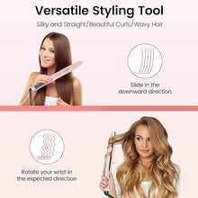 Load image into Gallery viewer, Brightup Hair Straightener Ceramic Flat Iron, Rapid 20S Heat Up, Vibrating Hair Straightener and Curler 2 in 1 with 10 Temperature Control and Auto Shut Off for Super Smooth Finish, 1&quot; Plates, Pink
