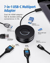 Load image into Gallery viewer, Mini USB C Docking Station Dual HDMI Monitor, FORIDA USB-C Hub, Dual 4K HDMI USB C to USB Adapter, 1 Gbps Ethernet, 100W Power Delivery, Micro SD Card Reader for MacBook Pro, Dell,XPS (Dual HDMI)
