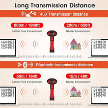 Load image into Gallery viewer, Symcode 2D Industrial Barcode Scanner with Stand 433 Wireless 1968 Feet Transmission Distance USB QR Automatic Barcode Reader Handhold Hands-Free Bar Code Scanner with Charging Base Red
