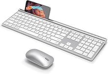 Load image into Gallery viewer, Wireless Keyboard and Mouse Combo, CHESONA Bluetooth Rechargeable Full Size Multi-Device (Bluetooth 5.0+3.0+2.4G) Wireless Keyboard Mouse Combo for Mac OS/iOS/Windows/Android (White)
