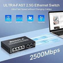 Load image into Gallery viewer, 6 Port 2.5G Umanaged Ethernet Switch,4X 2.5GBASE-T Ports,2X 10G SFP, 60Gbps Switching Capacity,Mini Wall Mountable 2.5Gb Network Switch for Wireless AP, NAS, PC
