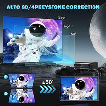 Load image into Gallery viewer, [Auto Focus + Auto Lens Cover] Projector 4K with WiFi 6 and Bluetooth, Goiaey 1000 ANSI FHD 1080P Outdoor Movie Projector, Auto 6D Keystone &amp; 50%-100% Zoom, Smart Projector with 100&#39;&#39; Screen
