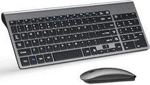 Load image into Gallery viewer, Wireless Keyboard and Mouse Ultra Slim Combo, TopMate 2.4G Silent Compact USB 2400DPI Mouse and Scissor Switch Keyboard Set with Cover, 2 AA and 2 AAA Batteries, for PC/Laptop/Windows/Mac - Gray Black
