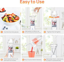 Load image into Gallery viewer, 360W Rechargeable Portable Blender for Shakes and Smoothies, 22OZ Mini Personal Blender with 6 Blades 6000mAh battery on the go, Strong Cutting Bender Bottle Electric Cup for Home, Kitchen, Gym White
