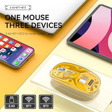 Load image into Gallery viewer, Uiosmuph Bluetooth Mouse Wireless, Tri-Mode (BT5.1/5.1+USB), USB C Rechargeable, Quiet Click, Transparent Cover, Battery Level Visible, for Laptop/Mac/iPad - Yellow
