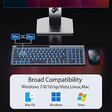 Load image into Gallery viewer, Wireless Keyboard and Mouse, Rechargeable, Adjustable 7 Color Backlight, Ergonomic, Quiet, with Phone Holder, 2.4G Stable Connection Slim Mac Keyboard and Mouse
