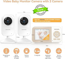 Load image into Gallery viewer, ebemate Video Baby Monitor with Two Camera, 2.8&quot; LCD Screen with 2-Way Talk Cam Monitor and 5 Soothing Lullabies Baby Monitoring EB29-2
