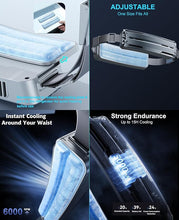 Load image into Gallery viewer, Portable Waist Fan with 2 Cooling Plates, Wearable Clip on Fan 5000mAh Rechargeable Travel Fan 3 Speeds 6000RPM Strong Airflow, Personal Body Shirt Fan Belt Clip Fan for Outdoor Work Camping Fishing
