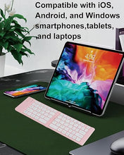 Load image into Gallery viewer, Wireless Keyboard Pink Foldable Bluetooth Keyboard Slim Small Quiet Portable Compact Handheld Full Size Pocket Travel Folding Keyboard for PC Laptop Computer Phone Samsung Tablet iPhone iPad Mac
