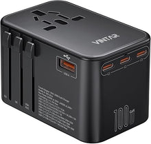 Load image into Gallery viewer, Universal Travel Adapter, VINTAR 100W GaN International Power Adapter with 3 USB C PD and 1 USB A QC, All in One Plug Adapter, Travel Adapter Worldwide for EU/UK/USA/AUS(Type C/G/A/I)
