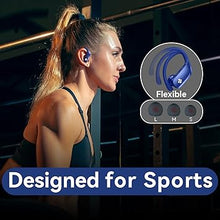Load image into Gallery viewer, bmani Wireless Earbuds Bluetooth Headphones 48hrs Play Back Sport Earphones with LED Display Over-Ear Buds with Earhooks Built-in Mic Headset for Workout Blue
