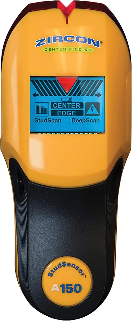 Zircon StudSensor A150 Wall Scanner and Center/Edge Locating Stud Finder with WireWarning Detection and Signal Strength Indicator, Center Finding