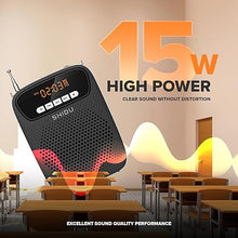 Load image into Gallery viewer, 15W Portable Mini Voice Amplifier with Lapel Microphone &amp; Wired Microphone Headset, Rechargeable Megaphone Speaker with 2 Mics for Teachers, Small Pa System for Classroom
