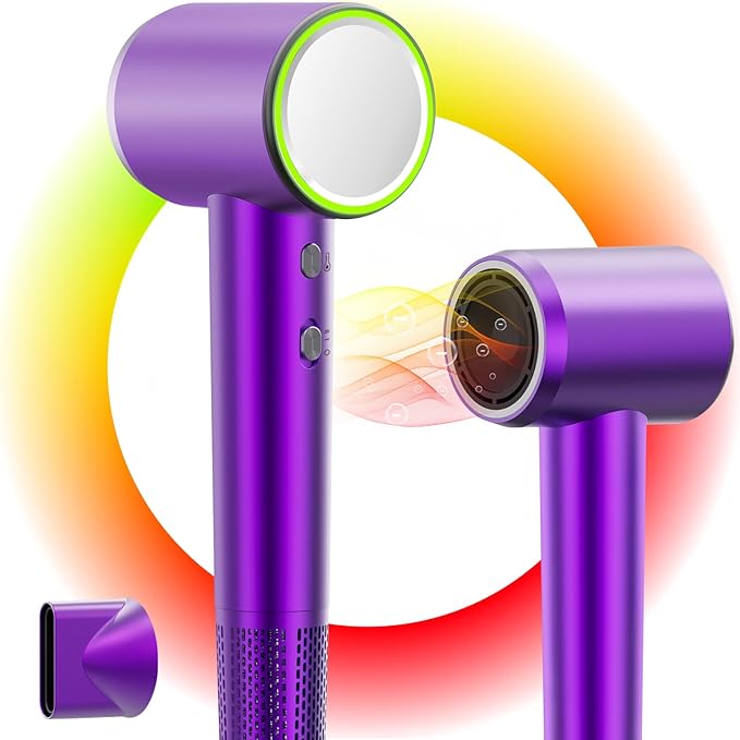 High-Speed Ionic Hair Dryer, 110,000 RPM, Lightweight & Portable for Travel, Quiet Operation, Ideal for Women Thick Hair, Professional Salon Quality, Purple