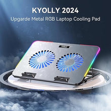 Load image into Gallery viewer, 2024 Upgarde Metal RGB Laptop Cooling Pad Gaming Laptop Cooler with 2 Large Fans, Adjustable Fan Speed, 7 Height Stand, 10 Modes Light with Memory Function for 10-17.3 Inch Laptops…
