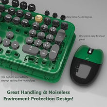 Load image into Gallery viewer, Wireless Keyboard,KOOTOP Cute Colorful 104 Keys Typewriter Retro Round Keycaps Keyboard for PC Laptop,Desktop,Windows, Home and Office Keyboards (Black Green)
