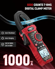 Load image into Gallery viewer, KAIWEETS Inrush Digital Clamp Meter 1000A with Backlit; Multimeter TRMS 6000 Counts, Amp Voltage Tester with VFD, LOZ Mode; Measures AC/DC Current Voltage Temperature Resistance NCV - Upgraded Screen
